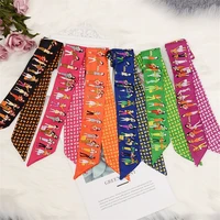new sknny bag ribbons brand letter small silk scarf for women multifunction print head scarf handle bag ribbon long scarves hz06