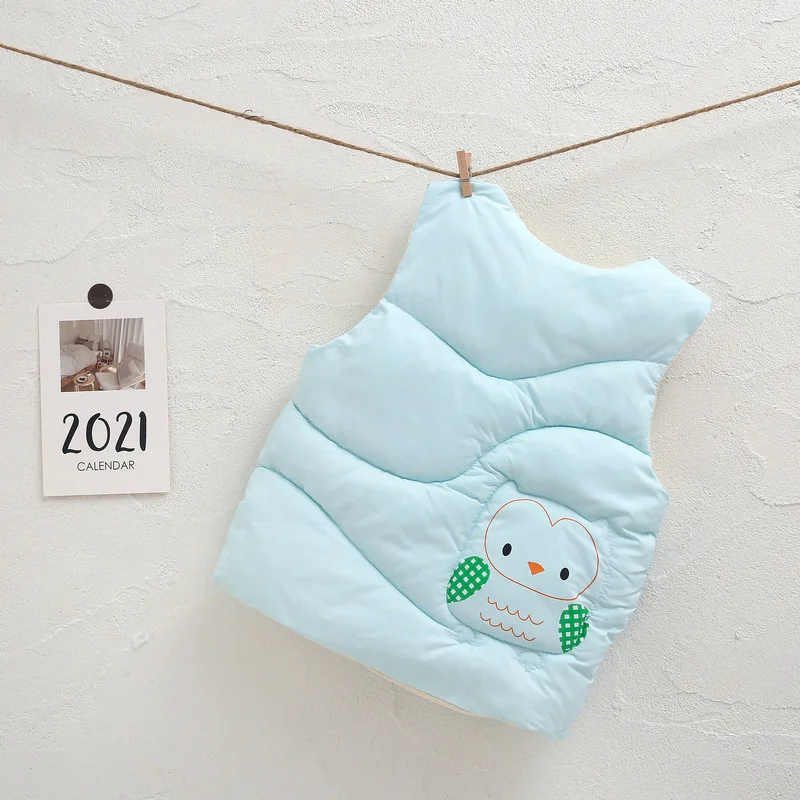

2021 Korea Autumn Children Down Vest Baby Cotton Waistcoat Kids Cartoon Outerwear Children Winter Clothes Boys Girls Cute Jacket