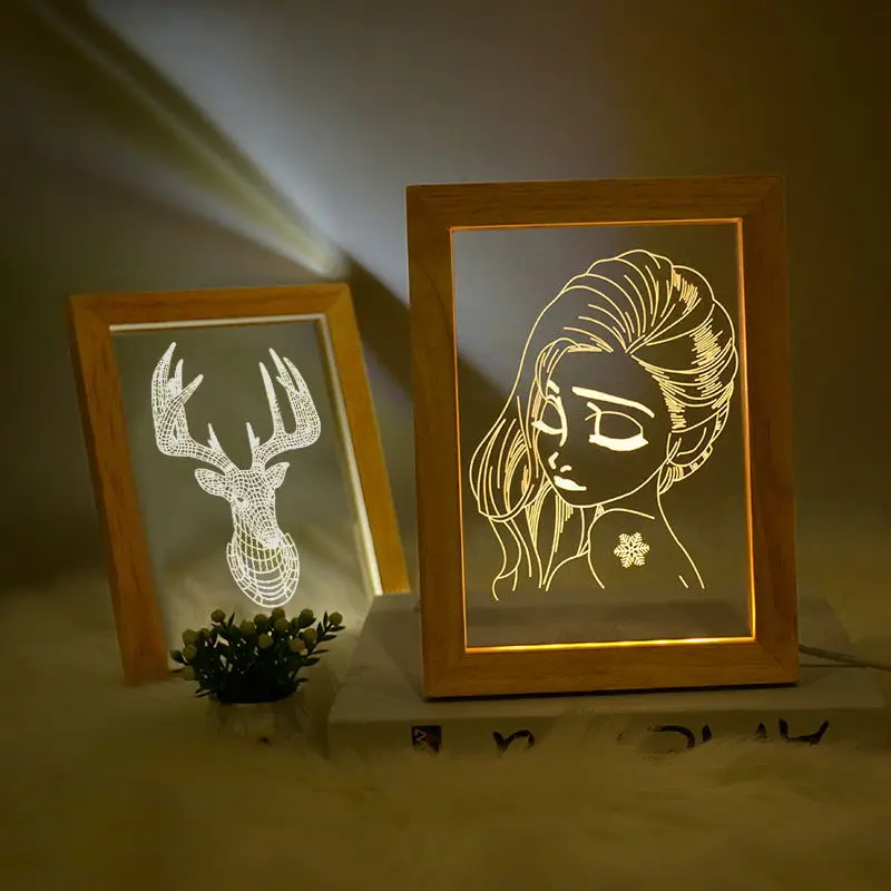 

3D LED Night Light Photo Frame Abstract Illusion LED Table 3W Lamps For Bedroom Living Room Art Decor Christmas Gifts