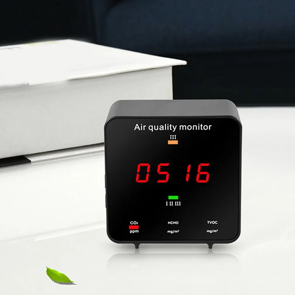 

Portable CO2 Meter Digital Temperature Humidity Sensor Tester Air Quality Monitor Carbon Dioxide TVOC Formaldehyde HCHO Detector