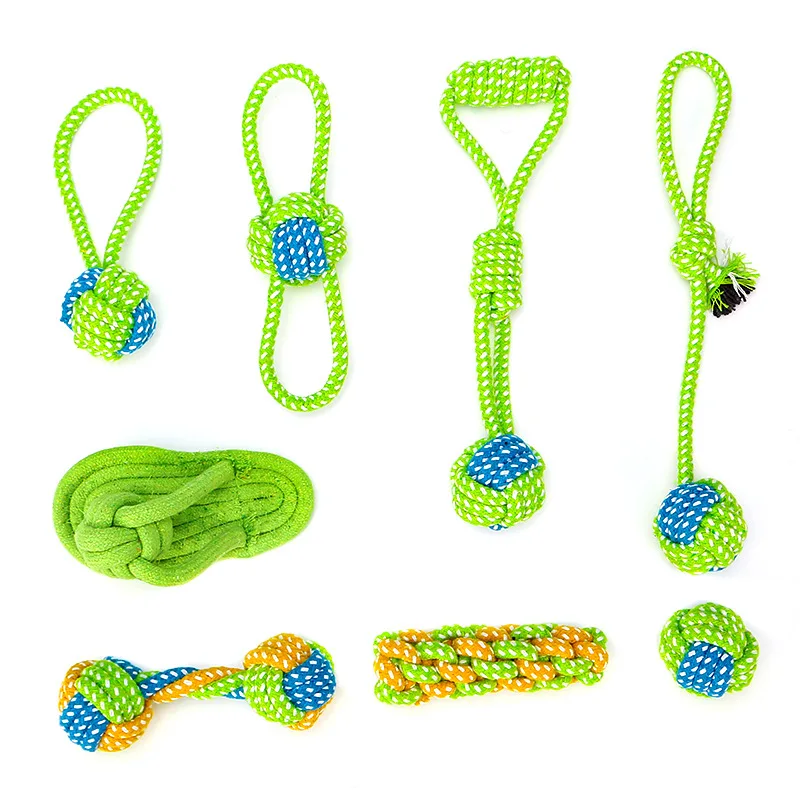 

8pcs Pet Dog Toys for Large Small Dogs Ball Cotton Chew Knot Toy Interactive Durable Braided Bone Rope Dog Toys Accessories