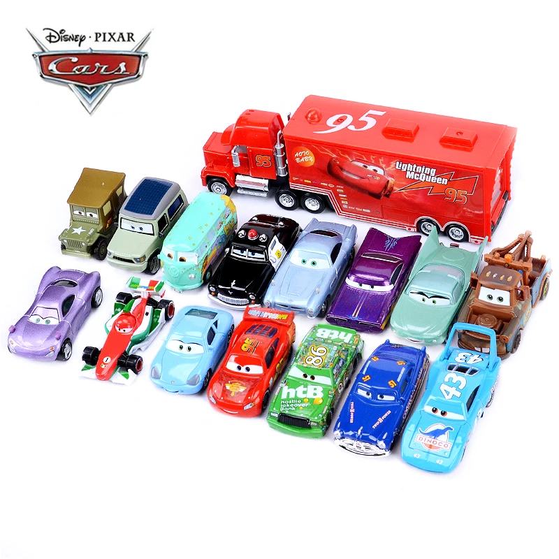 

Disney Pixar Cars 2 3 Toy Car Set Lightning McQueen Mack Uncle Truck Rescue Collection 1:55 Diecast Model Car Toy Children Gift