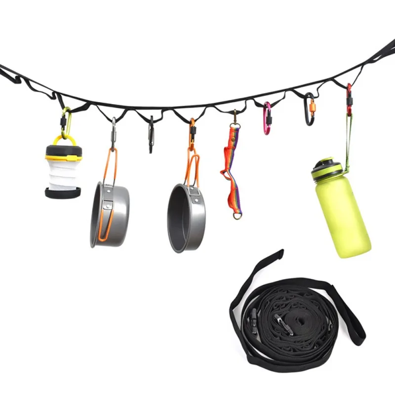 

Thickened Clothesline Campsite Storage Strap With 19Loops Camping Lanyard Outdoor Clothes Hanger Outdoor Storage Strap