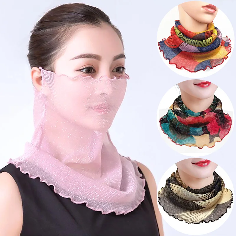 

1pcs gold wire hanging ears, versatile and versatile scarf, silk sunscreen pullover scarf, all-match gold wire scarf S78