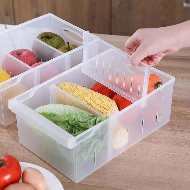 New Household Refrigerator Storage Box Plastic Rectangular Compartment Vegetable Fruit Freezer Kitchen | Дом и сад