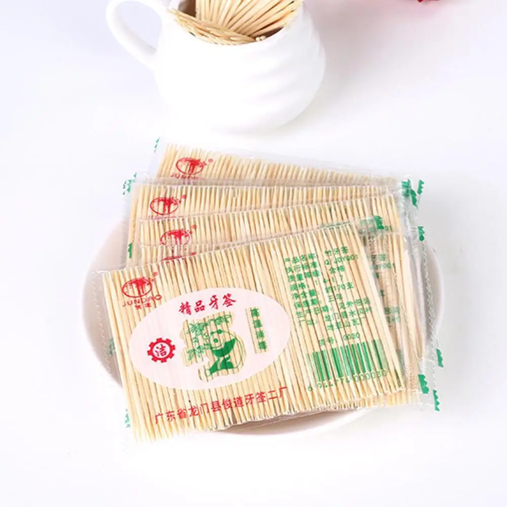 200 шт. портативная двухсторонняя бамбуковая зубочистка |