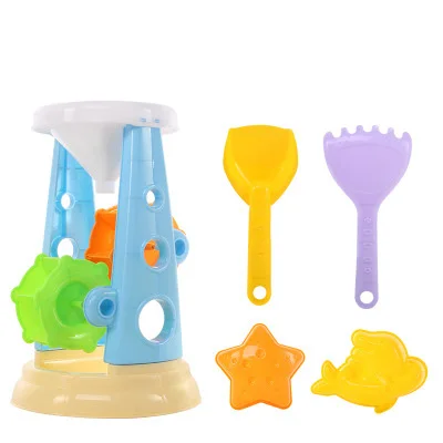 

Wholesale children's beach toy combination Funnel + shovel + abrasive tools a total of 5 items Boys and girls outdoor activities