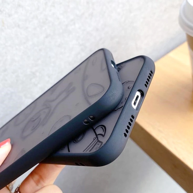 Matte Cartoon Saucer Man Astronaut Phone Case For iPhone 11 12 Pro X XR XS Max SE 2020 7 8 Plus Camera Protect Hard PC Cover