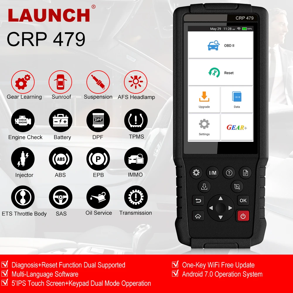 LAUNCH CRP479 Wi Fi Obd2 Автомобильный сканер считыватель кодов ABS EPB DPF Сброс масла IMMO