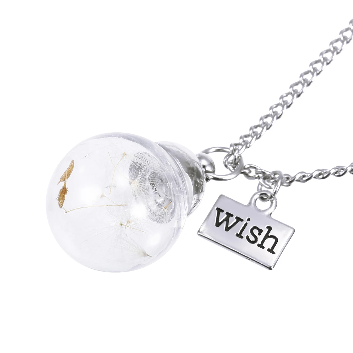 Новое модное колье с подвеской Lucky Wish натуральные семена одуванчика в стеклянной