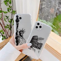 famous historical landmark building clear phone case for iphone 7 8 plus se 2020 11 12 13 pro max x xr xs max transparent cover