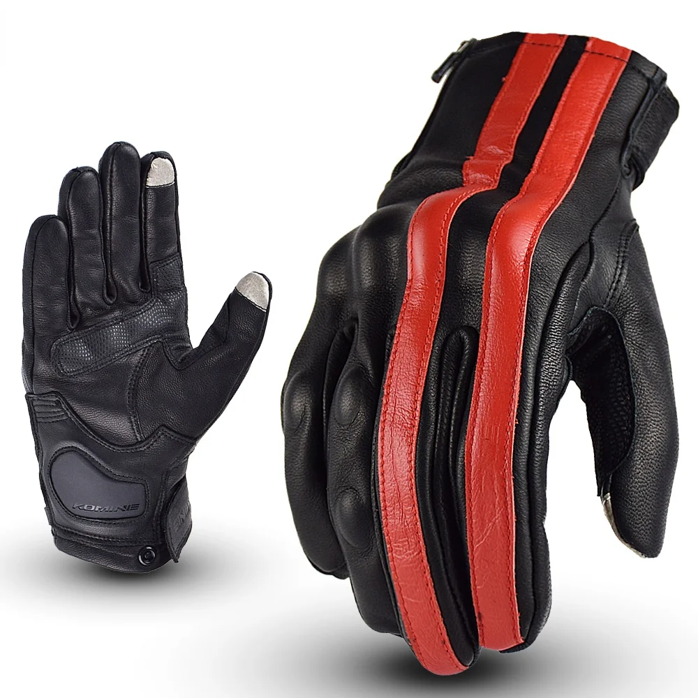 

Men Motorcycle Gloves Leather Stripe Breathable Biker Gloves Touch Screen Moto Motocross Motorbike Racing Gloves