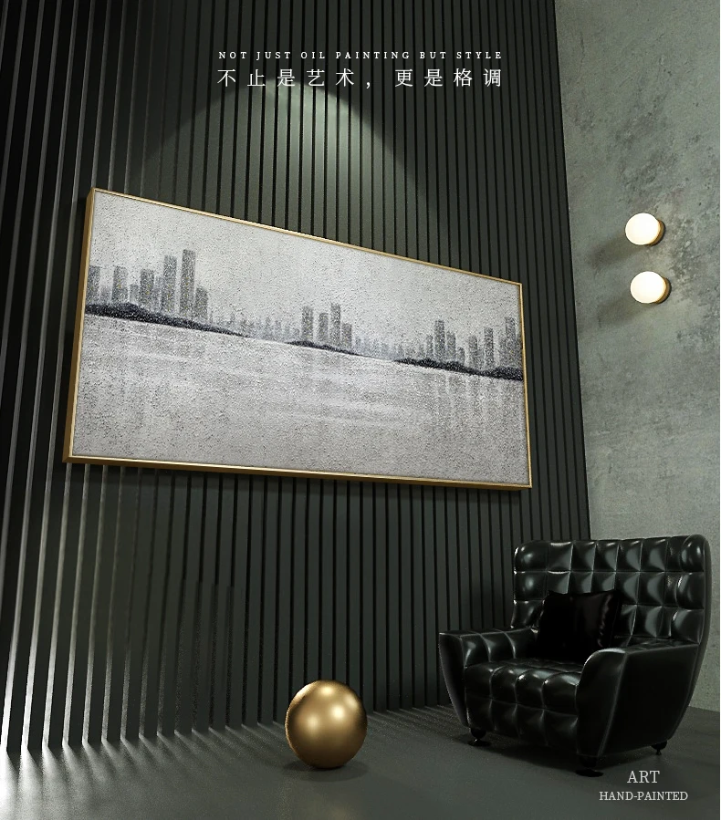 

Hand painted abstract urban architecture landscape canvas fashion creative wall art living room decoration home murals