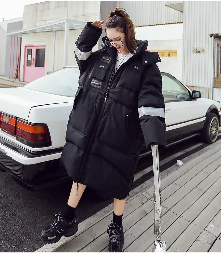 Пуховик женский зимний длинный с капюшоном свободный теплый 2021 | Женская одежда