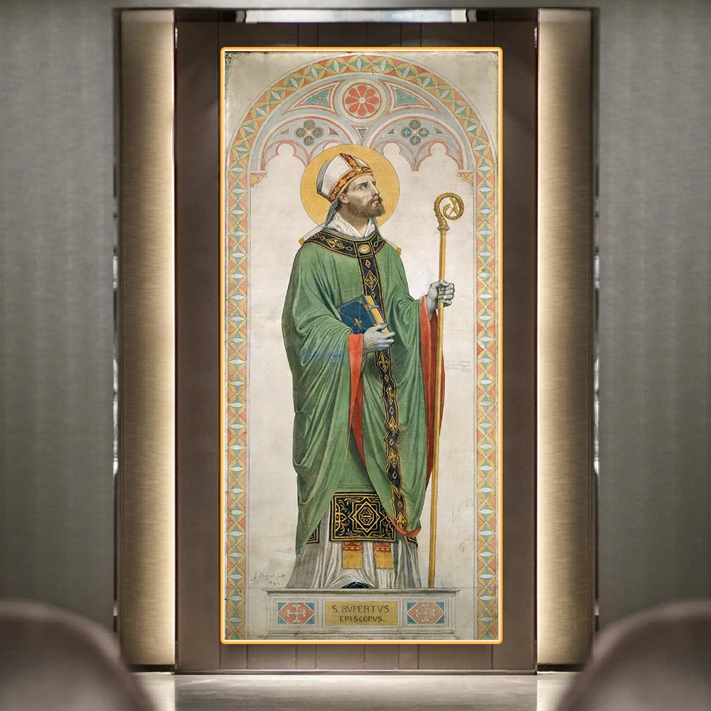 Citon Ingres《Aint Rupert Bishop of Worms (Saint Robert)》Canvas Oil Painting World Famous Artwork Picture Decor Home Decoration | Дом и сад