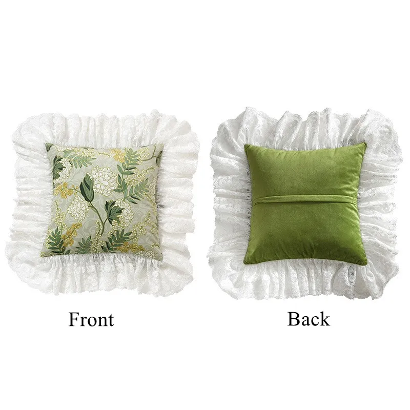 

Чехол для подушки Formaso бархатный синий-зеленый с цветами лилий 45x45 см