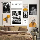 Черно-белая ретро Женская настенная Картина на холсте абстрактная фотография модные настенные картины для декора гостиной