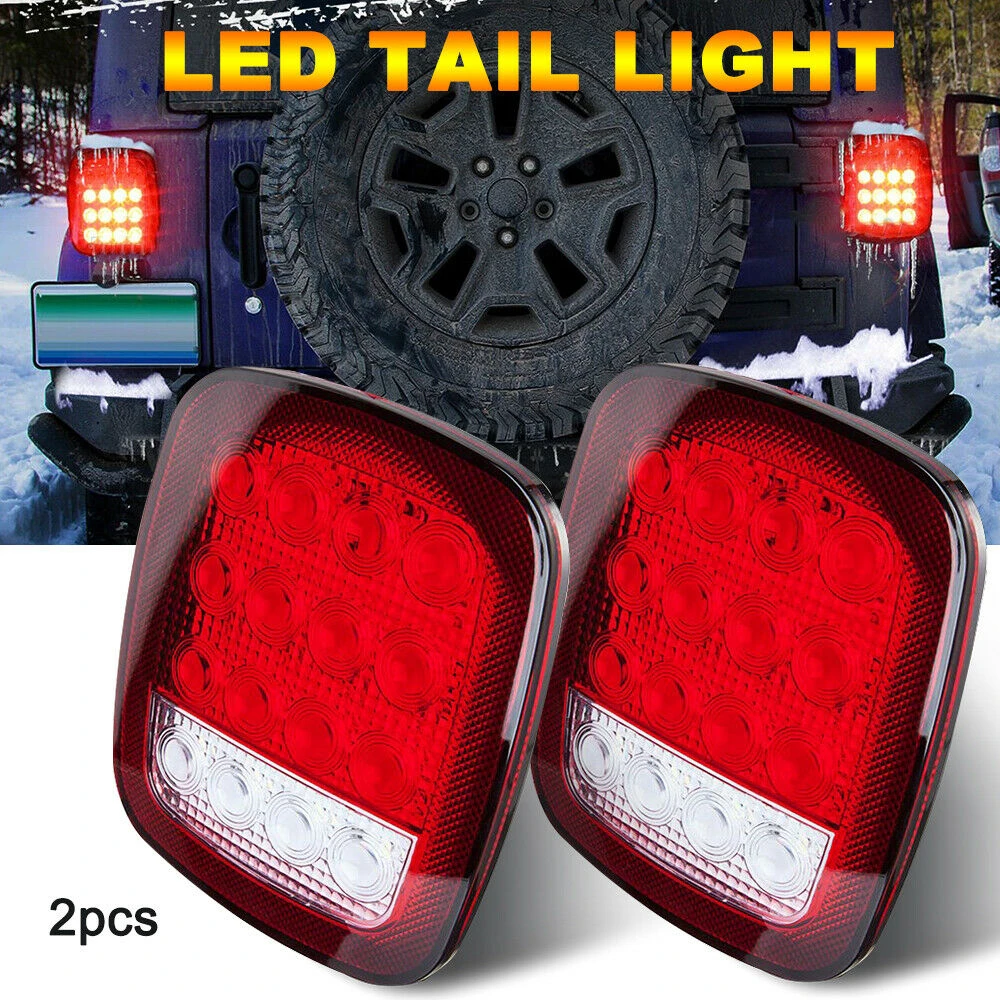 

For Jeep Wrangler TJ CJ YJ JK 16LED Tail Light Rear Lamps Brake Reverse Turn Signal Daytime Running Lights