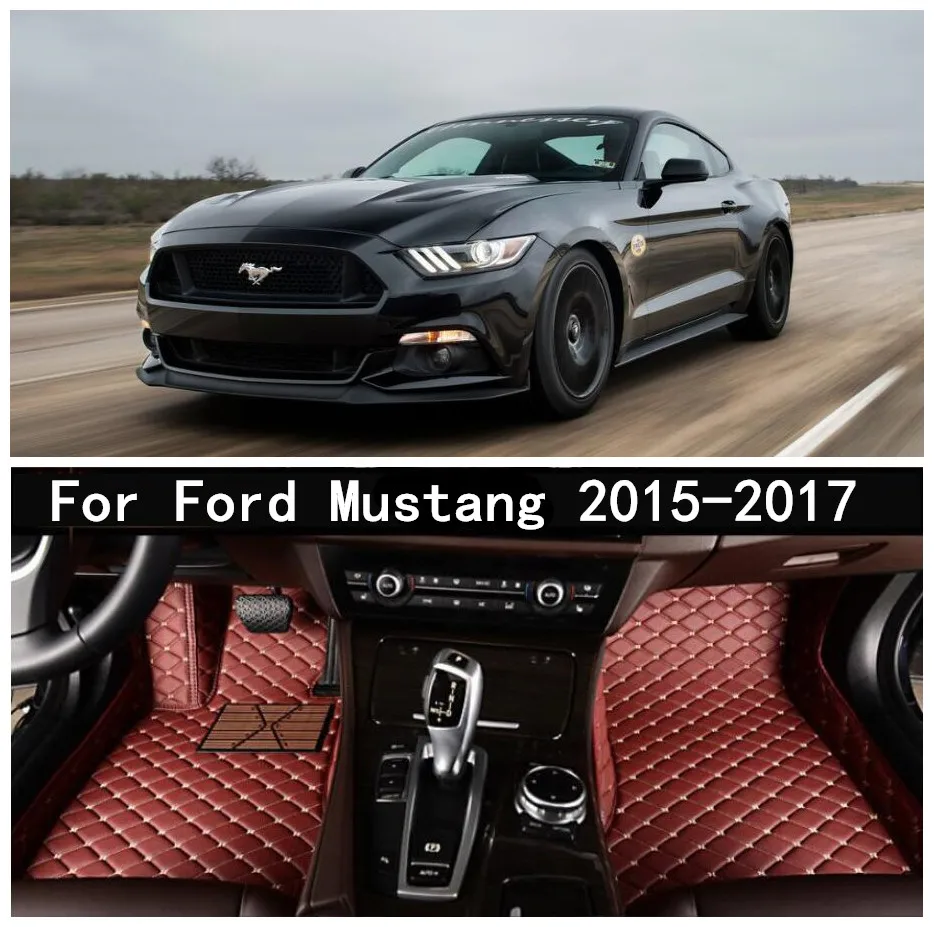 Роскошные кожаные автомобильные 3D напольные коврики для Ford Mustang 2015 2016 2017 EMS
