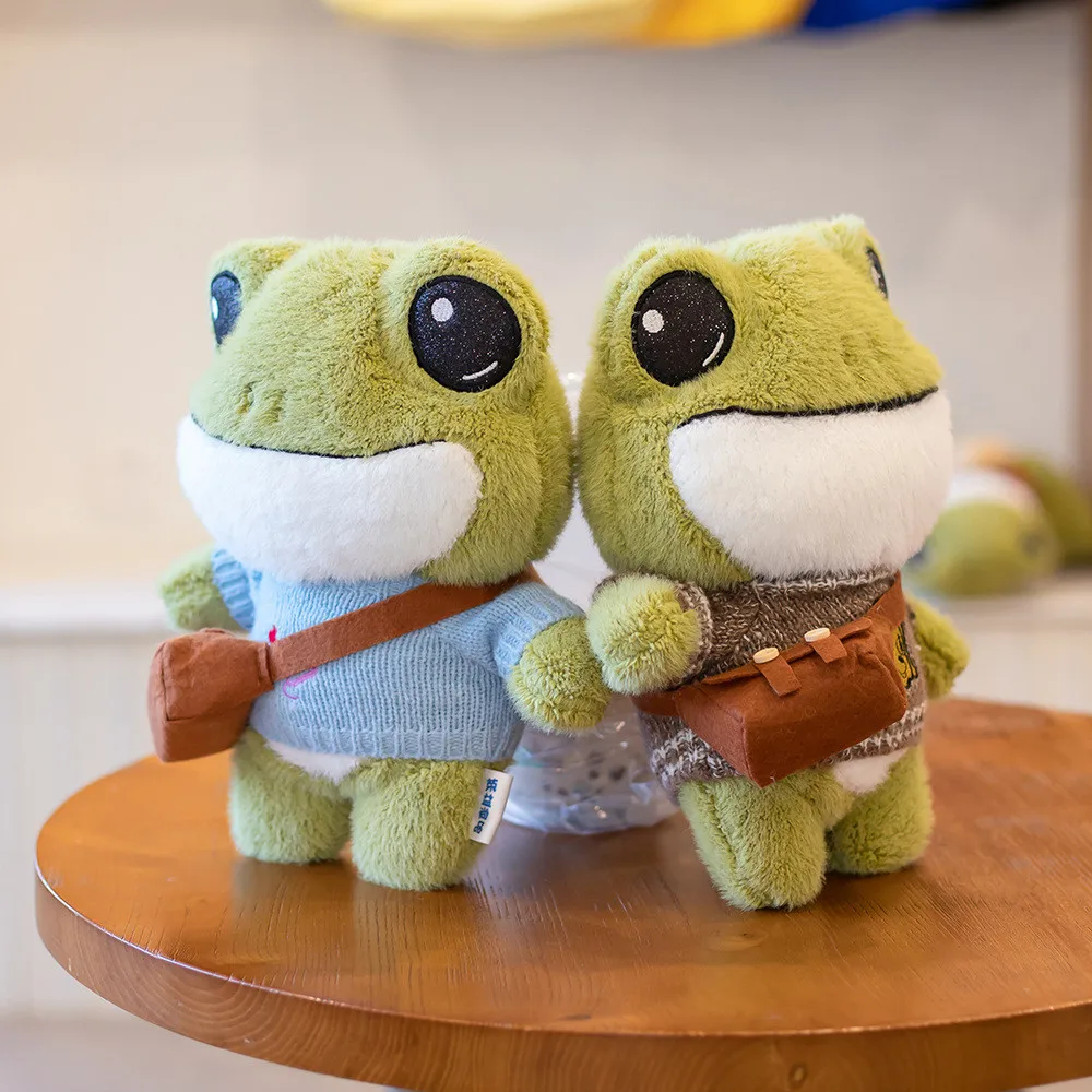 

29cm Laughing Standing Frog Plush Doll Cute I Love You Rose Sweater Dressed Small Cartoon Animal Toy For Wholesale Dropshipping