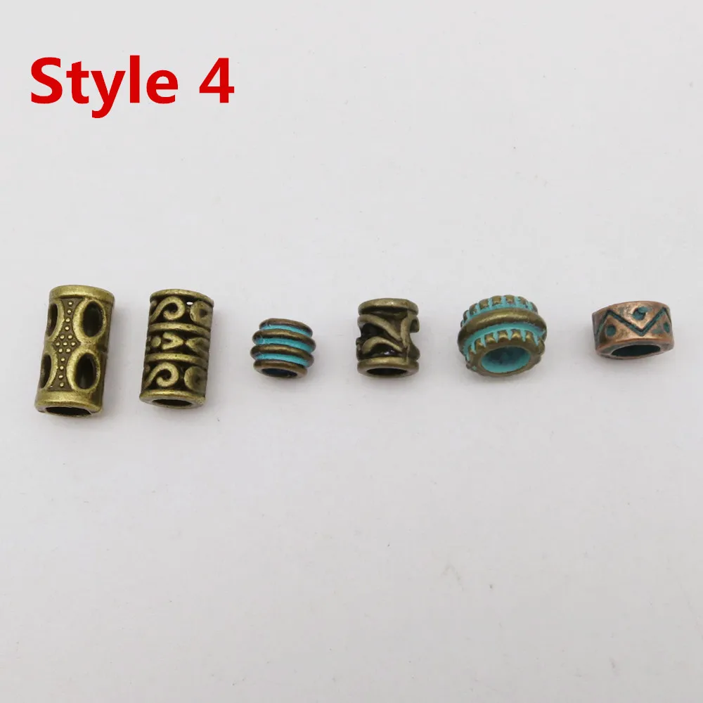 6pcs Style 4 6 шт./упак. микс бронза Руна викингов, подвязанные лентой, с объемной волной, бороды, дредлоки, для увеличения объема, бусины кольца трубки для Аксессуары для волос - Цвет: 6pcs Style 4
