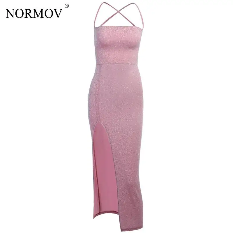 Женское платье с открытой спиной NORMOV длинное облегающее макси на бретельках