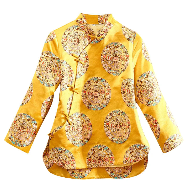 Autumn Chinese style Jacquard jacket tops Standing collar elegant top Retro Improvement Tang suit woman coat S-XXL