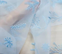 1 yard bluepinkwhite tulle snowflake tree lace fabric embroidered bridal wedding autumn winter dress fabric 51 width