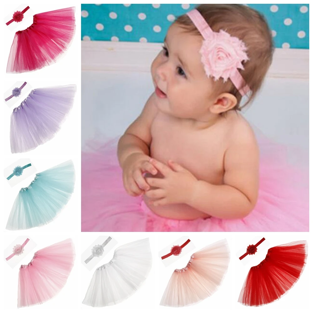 

Children Girls Tulle Tutu Skirt Dress with Shabby Flower Newborn Baby Birthday Photo Shoot Gift