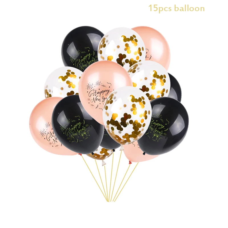 15pcs balloon Новинка года, украшение для фото, рамка, реквизит, воздушные шары, золотой черный баннер, гирлянда, Navidad, новогодние вечерние принадлежности - Цвет: 15pcs balloon