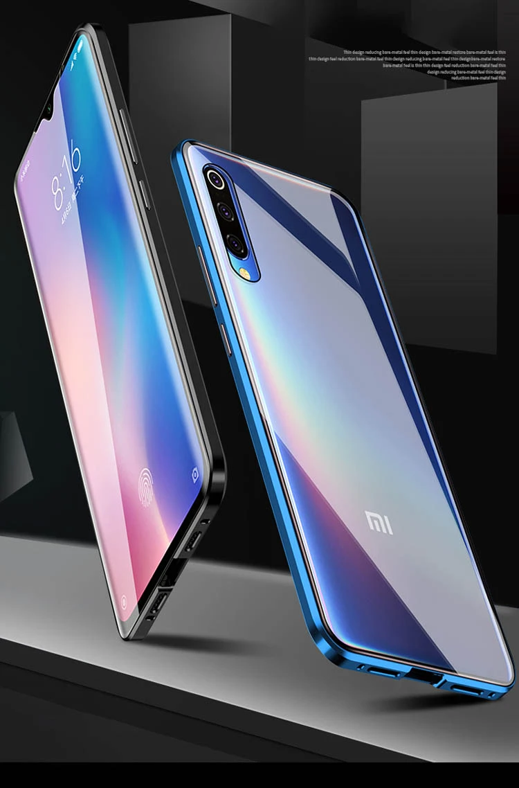 Магнитный металлический чехол для Xiaomi Mi 9 SE CC9 A3 переднее и заднее стекло телефона