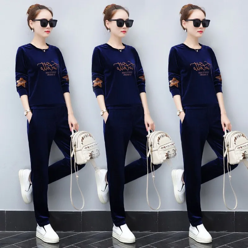 Женский осенне-зимний комплект из 2 предметов однотонный свитшота и брюк Женская