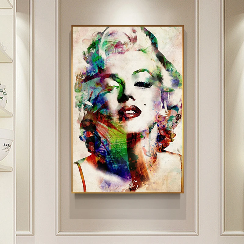 

Movie Star Art Girl Portrait Oil Painting on Canvas Art Posters and Prints Wall Art Pictures Cuadros for Living Room Decor