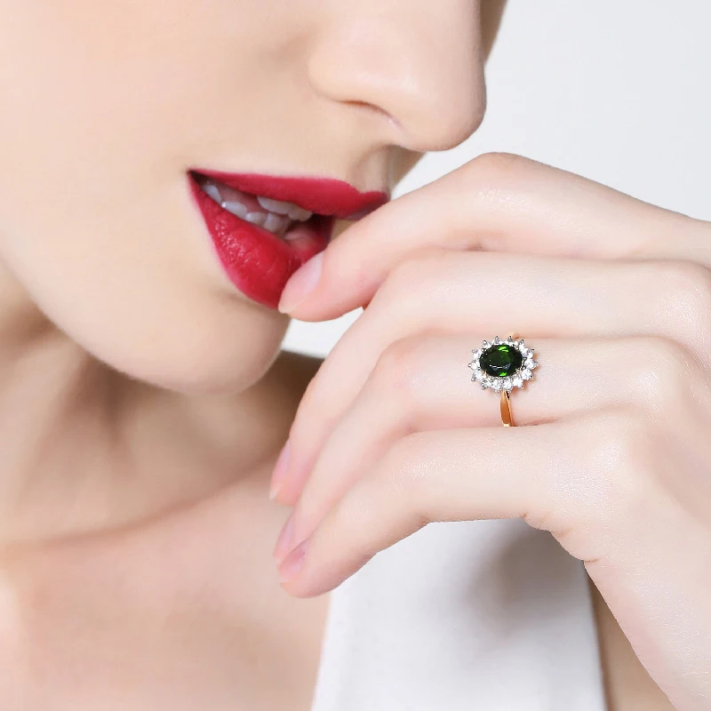 ENZO Natural Diopside 18K Pure Gold 2020 New Hot Selling Top Ring Women Heart Shape For Ladies Woman Genuine Jewelry | Украшения и