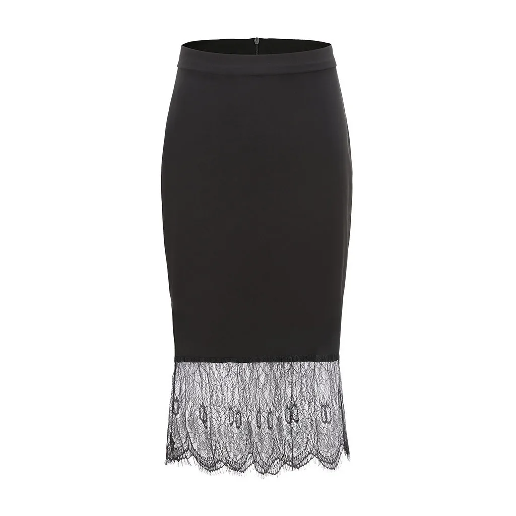 Сексуальная однотонная тонкая кружевная мини-юбка с разрезом Женская Офисная