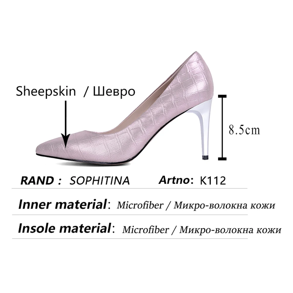 

SOPHITINA Women Pumps Elegant Pink Shallow Stone Pattern Sheepskin Pumps Thin Heels All-Match Party Wedding Sexy Lady Shoes K112
