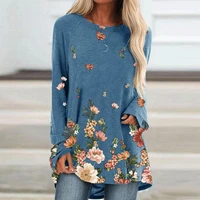 fashion women loose t shirt ladies tops flower printed shirt women tee long sleeve women shirt pullover vintage shirt