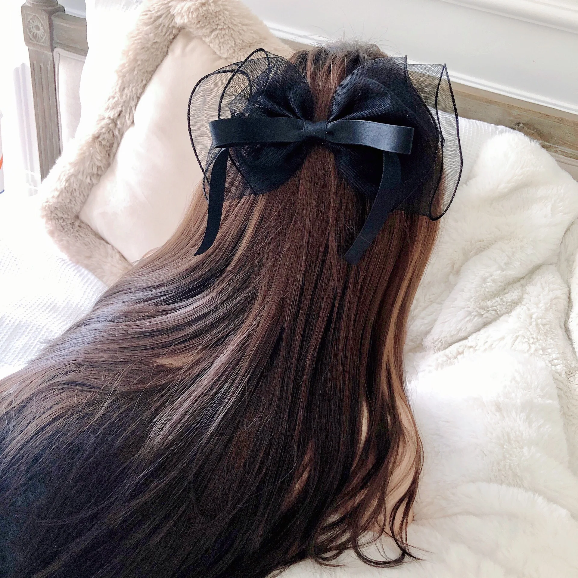 Заколка для волос с бантом женская Элегантный Модный зажим весенний кружевной