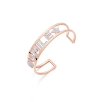 rose gold smile letter stainless steel open cuff bracelet bangle for women clear colorful crystal bangle 2019 new gift for love