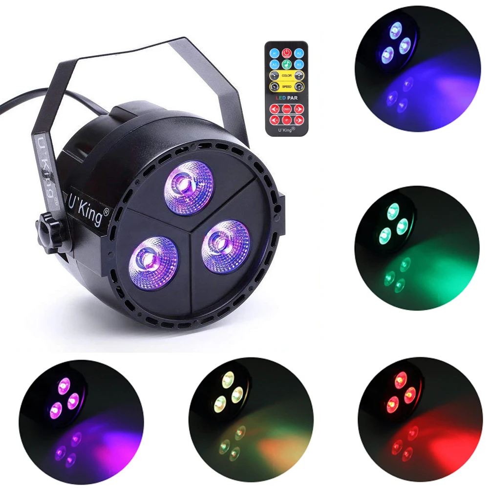 

U‘King 18W RGB 3LED Par Stage Lighting Effect with Remote Controller DMX512 Wedding Bar Party Club Show Light