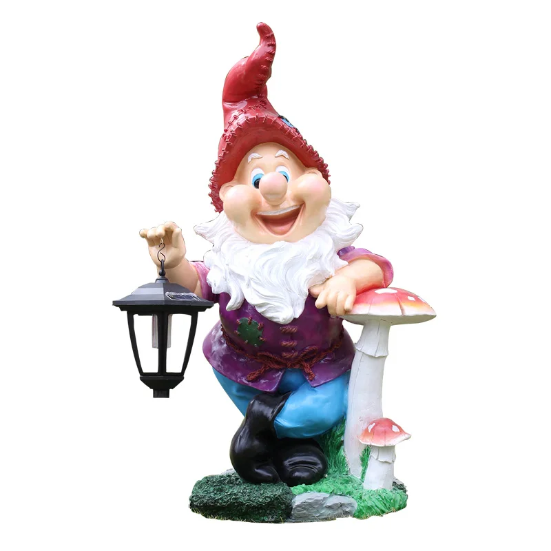 

Outdoor Garden Decoration Resin Cartoon Dwarf Sculpture Crafts Solar Light Ornaments Lawn Courtyard Statue Decor A1554