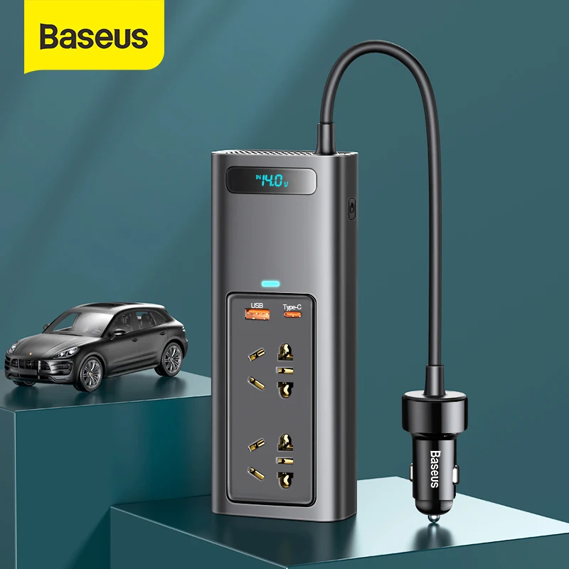 Baseus سيارة العاكس تيار مستمر 12 فولت إلى التيار المتناوب 220 فولت السيارات محول Inversor USB نوع C شحن سريع شاحن أوروبا سيارة محول الطاقة العاكس