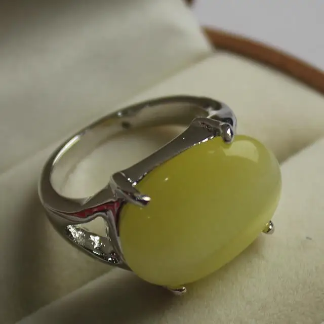 Модные ювелирные изделия дамское кольцо любимый желтый камень с серебряным