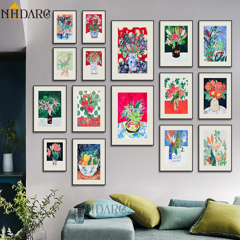 

NHDARC Green Natural Colourful Plants Flowers Decorative Canvas Painting Posters for Home Decor Wall Art Giclee Print Pictures