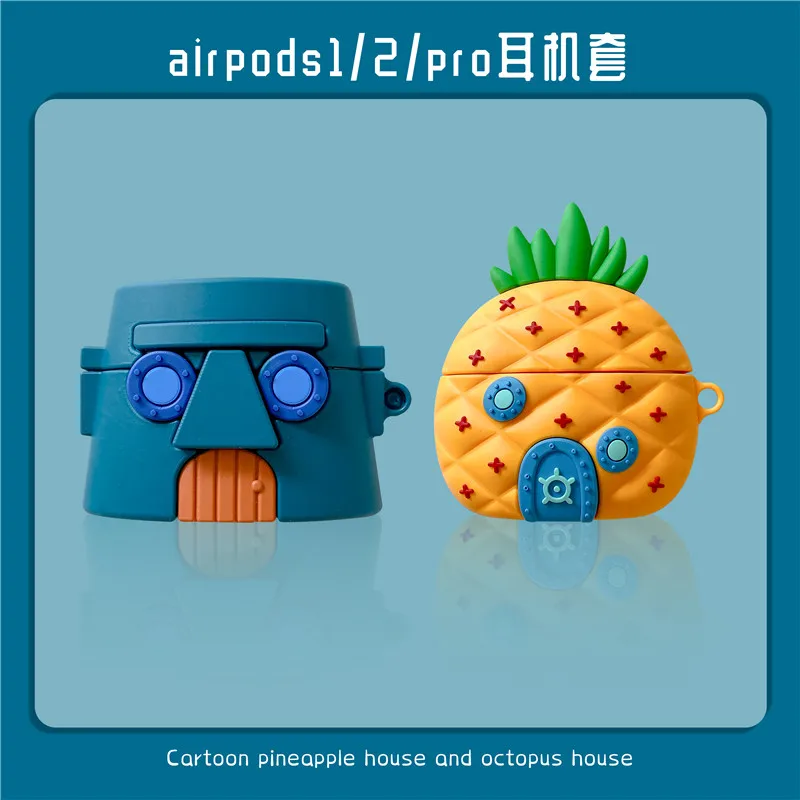 

3D Cute Pineapple House Earphone Cases For AirPods 1 2 Funny Design Silicone Headphones Cover for Apple Air Pods Pro Funda Capa