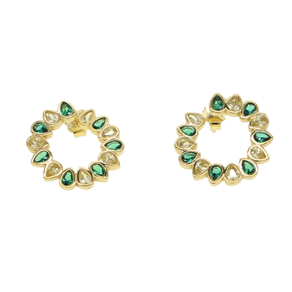 Multi-Colored Red Green Blue Natural Zirconia Stud EarringS Delicate FlowerS S925 Silver Women FaShion Ear Jewelry | Украшения и