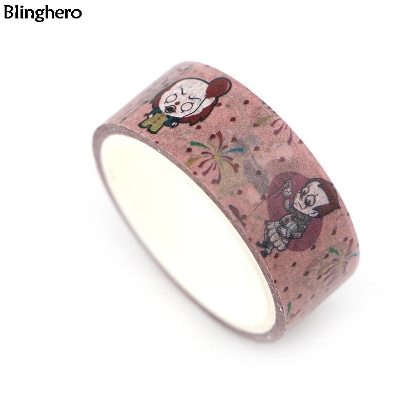Blinghero Ghost 15 мм X 5 м Васи клейкие ленты ужас маскировки мультфильм клоун печати