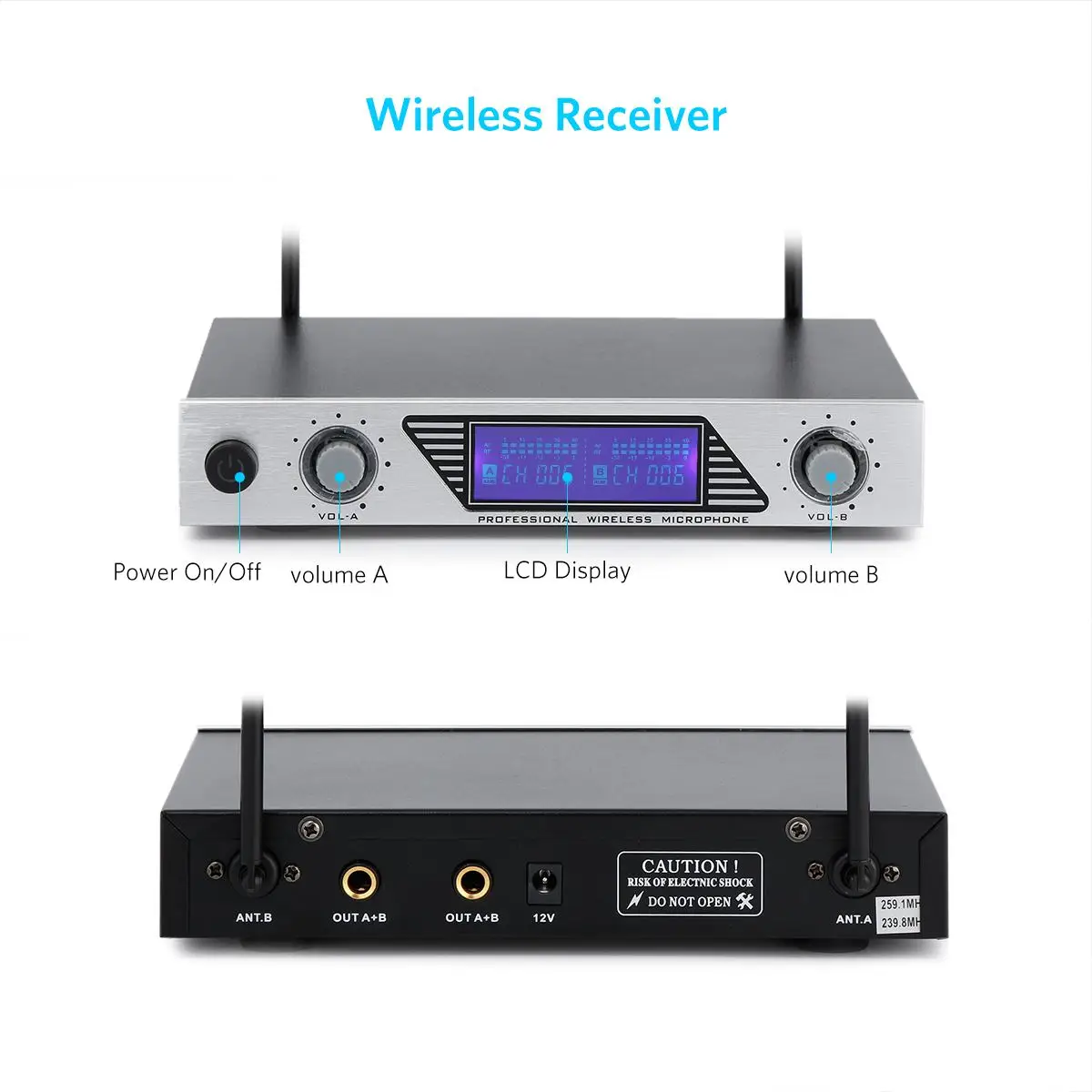 ARCHEER портативные микрофоны UHF частоты динамическая капсула 2 канала беспроводной микрофон для караоке системы с ЖК-дисплеем