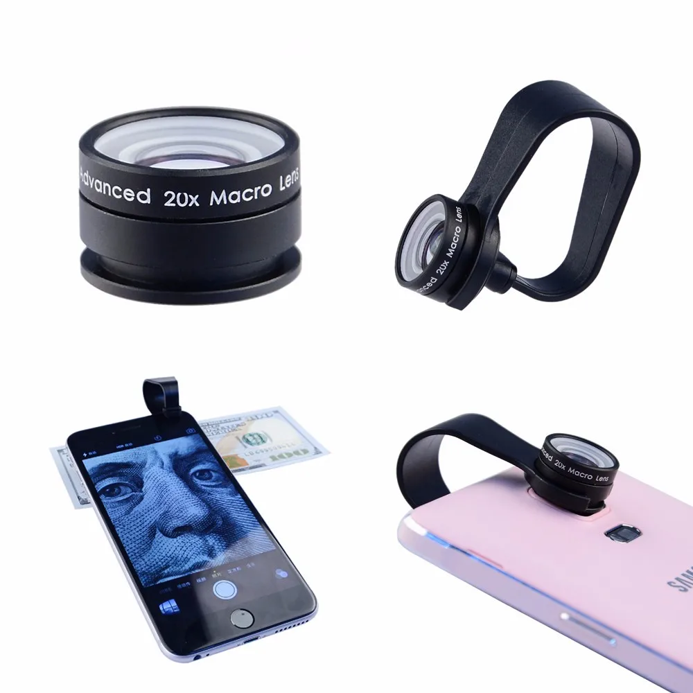 

For iPhone 4 4s 5 5s SE 6 6S 7 8 Plus Smartphone 20X Microscope LentesHigh Quality 20X Macro lens Mobile Phone Camera Lenses