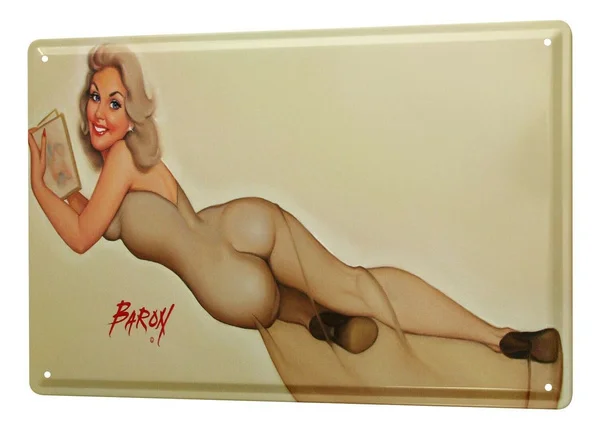 

metal plate tin Sign sexy pinup girl mature artistic elegant 20x30 cm vintage Metal Tin Sign Metal Poster